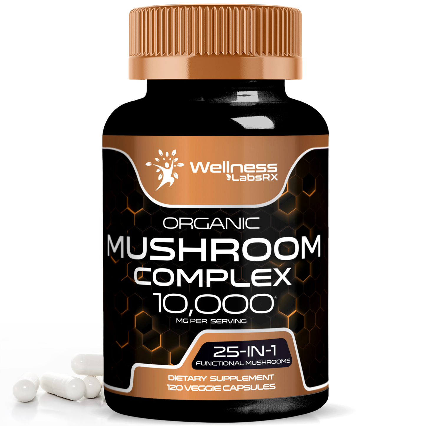 Organic 25-in-1 Mushroom Complex 10,000mg – Ultra Strength – 120 Capsules