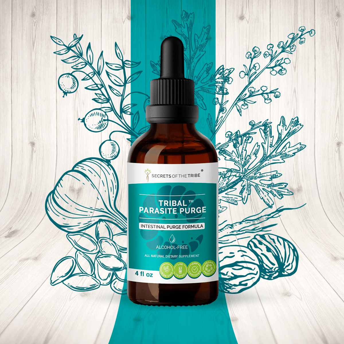 Tribal Parasite Purge. Intestinal Purge Formula: 2 FL OZ / Alcohol-FREE