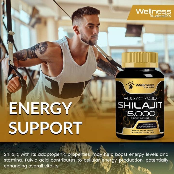 Liposomal Shilajit + Fulvic Acid 15,000mg Ultra Strength – 120 Capsules