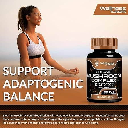 Organic 25-in-1 Mushroom Complex 10,000mg – Ultra Strength – 120 Capsules