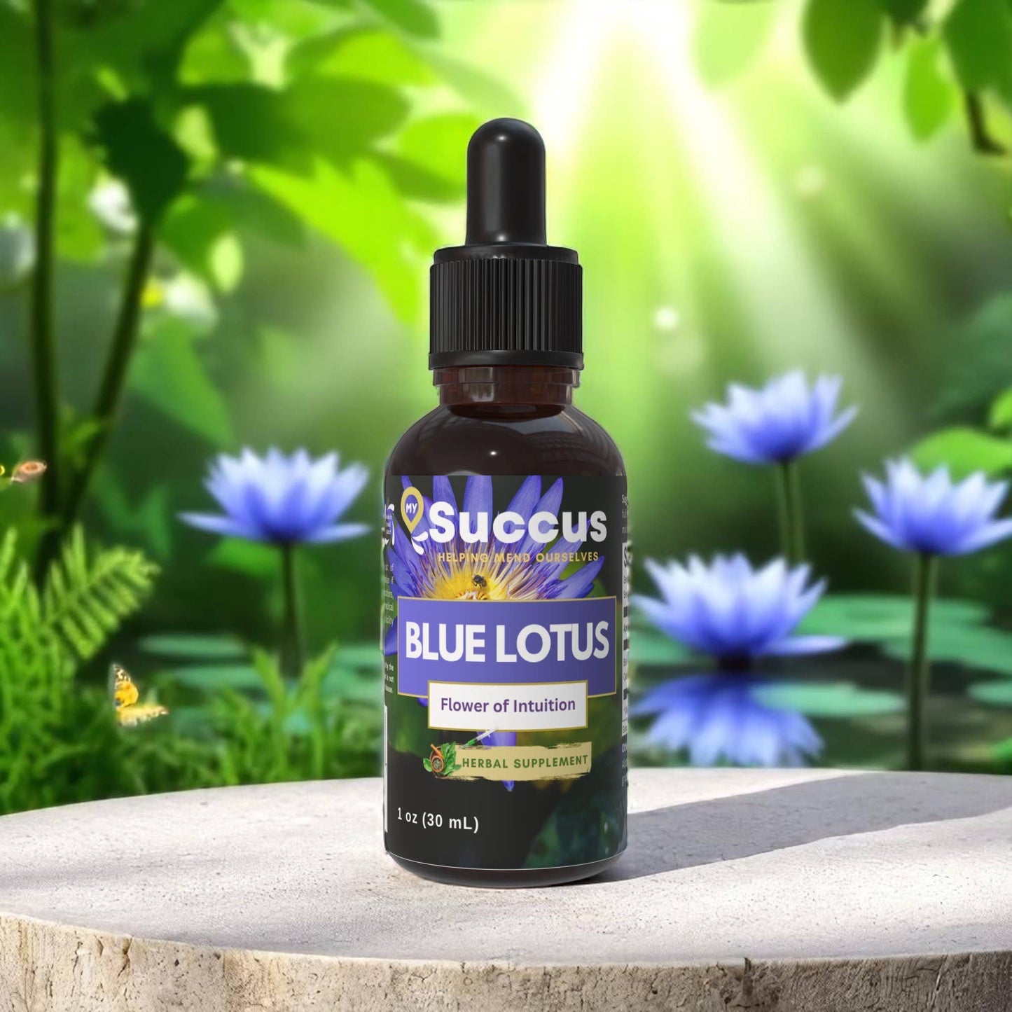 Blue Lotus Tincture - The Flower of Intuition (High Potency) : Alcohol Free / 1 fl oz