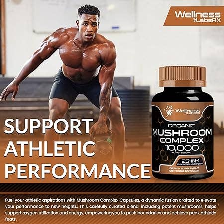 Organic 25-in-1 Mushroom Complex 10,000mg – Ultra Strength – 120 Capsules