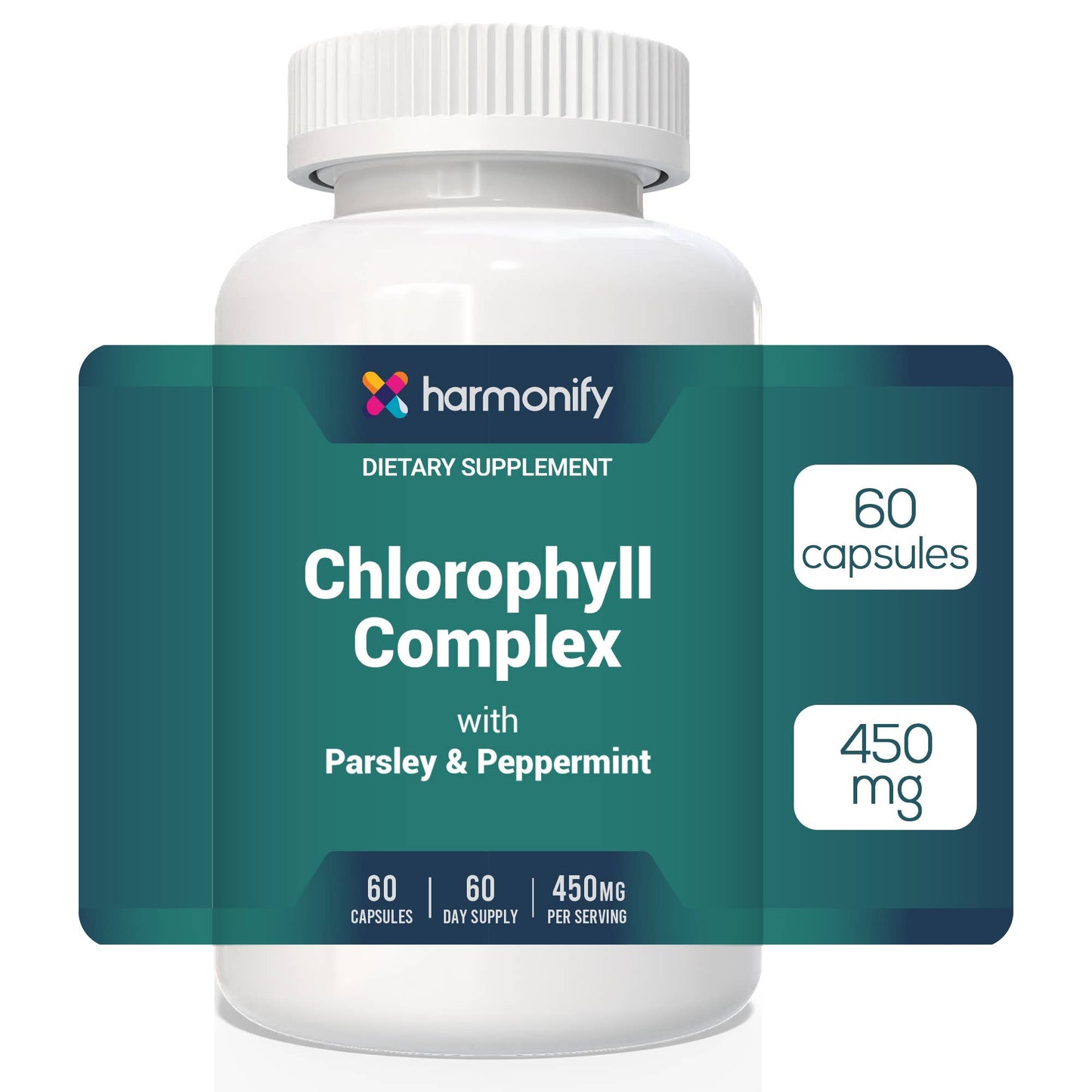 HARMONIFY Chlorophyll Capsules 450mg with Vitamin C 120 Caps