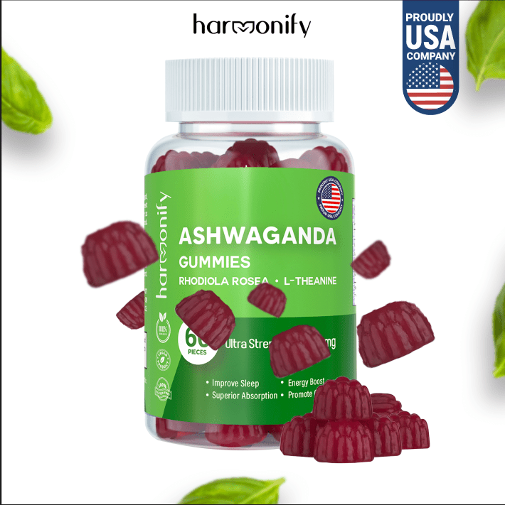 HARMONIFY Ashwagandha & KSM-66 Gummies with Mixed Rosea and L Theanine, 1000 mg