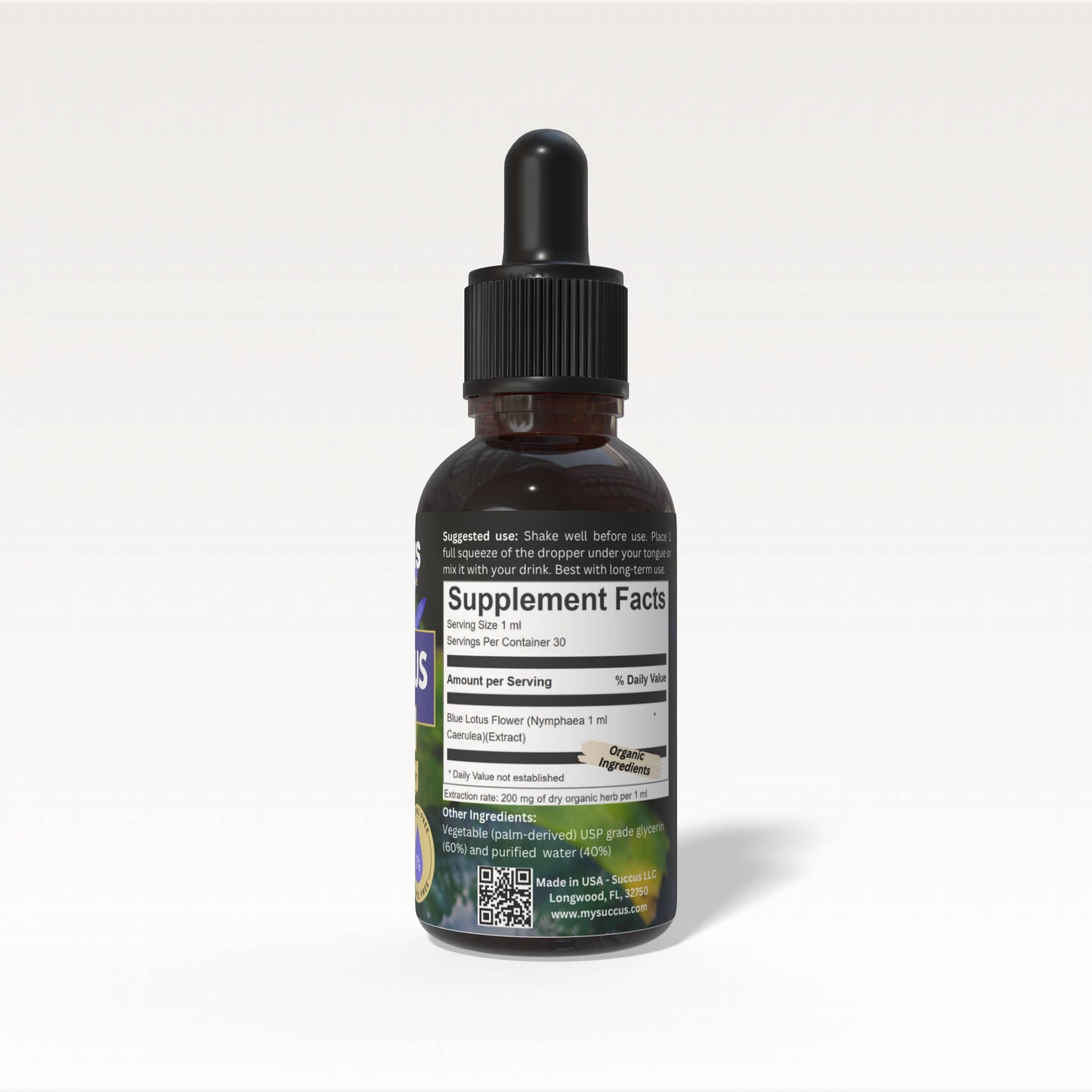 Blue Lotus Tincture - The Flower of Intuition (High Potency) : Alcohol Free / 1 fl oz