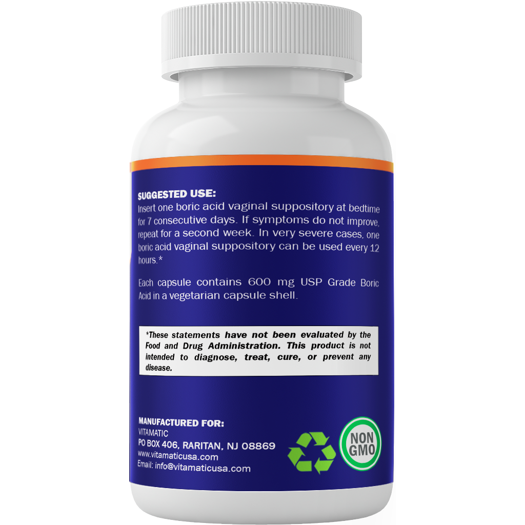 Vitamatic Boric Acid 600mg | 60 Vaginal Suppository