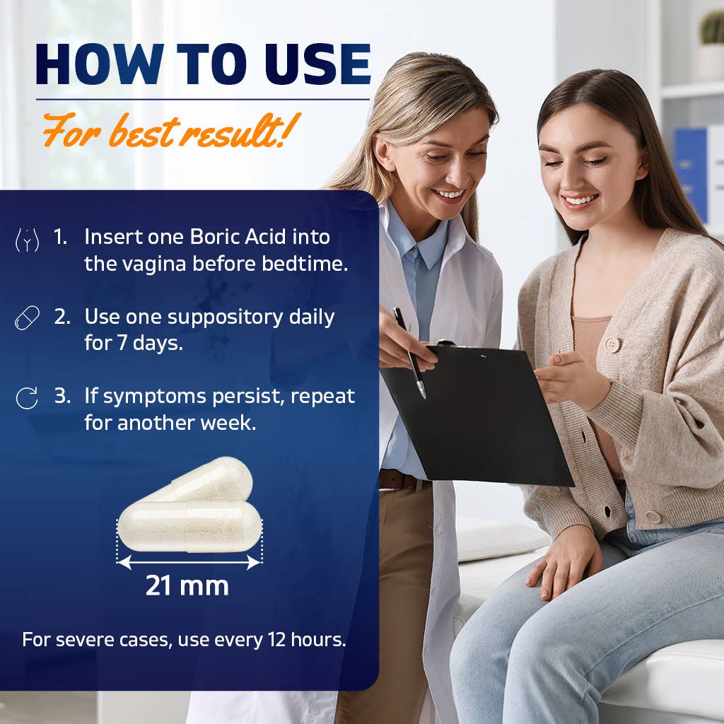 Vitamatic Boric Acid 600mg | 60 Vaginal Suppository