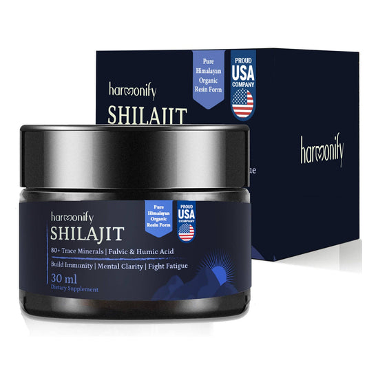 HARMONIFY Shilajit Resin, Pure Himalayan Shilajit Gold Grade 100% Pure Shilajit with Fulvic Acid & 80+ Trace Minerals Complex for Energy & Immune Support, 60 Day Servings