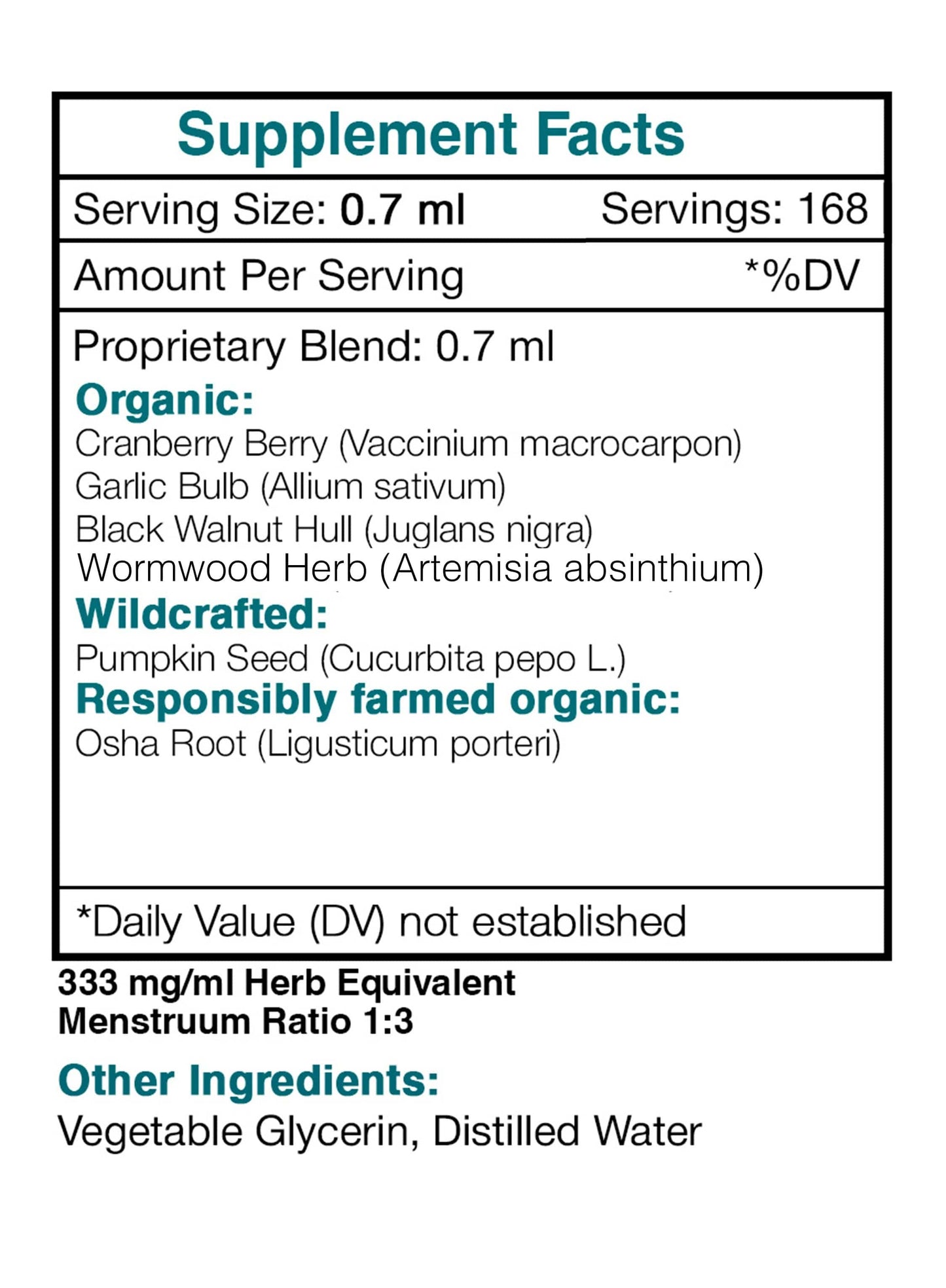 Tribal Parasite Purge. Intestinal Purge Formula: 2 FL OZ / Alcohol-FREE