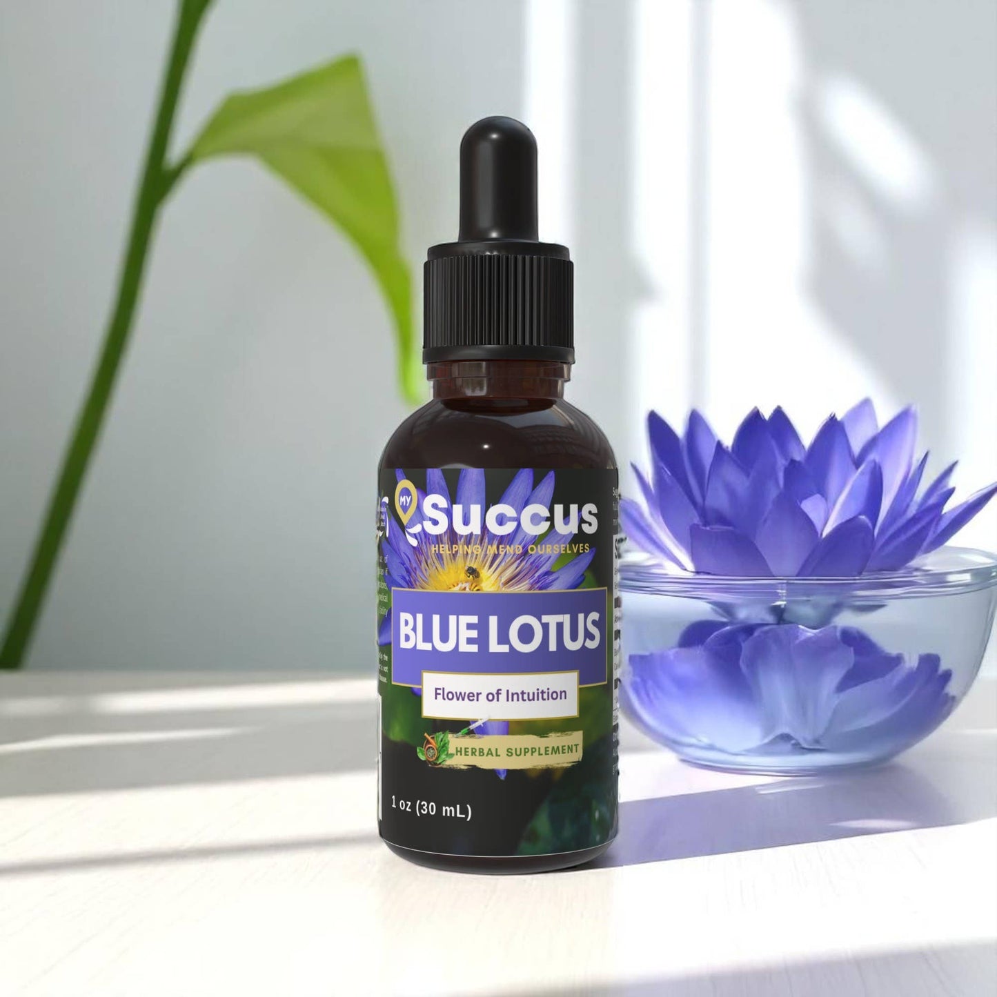 Blue Lotus Tincture - The Flower of Intuition (High Potency) : Alcohol Free / 1 fl oz