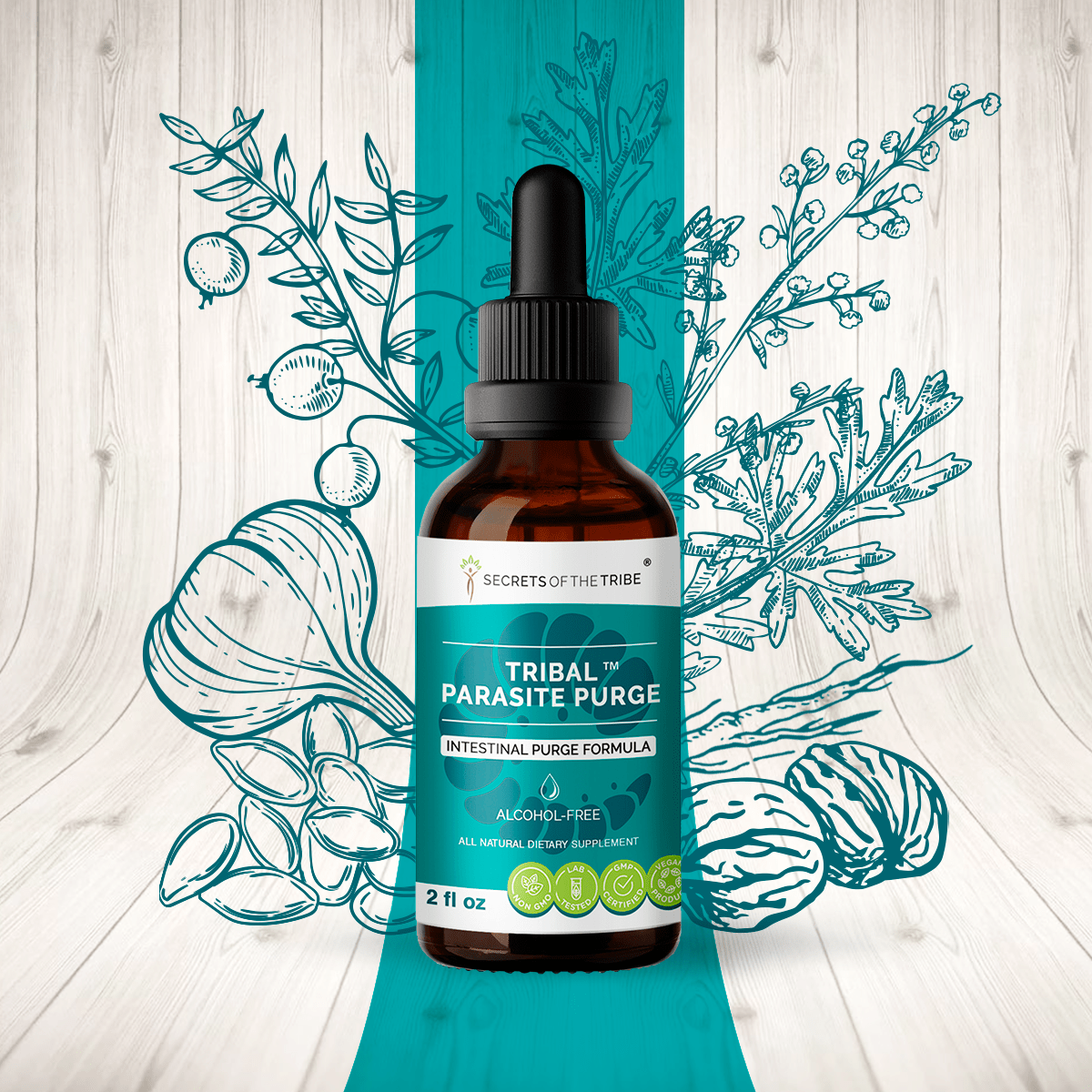 Tribal Parasite Purge. Intestinal Purge Formula: 2 FL OZ / Alcohol-FREE