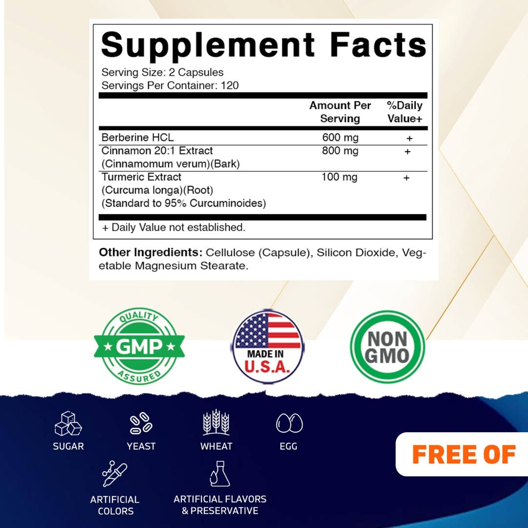 Vitamatic Berberine + Ceylon Cinnamon | 240ct