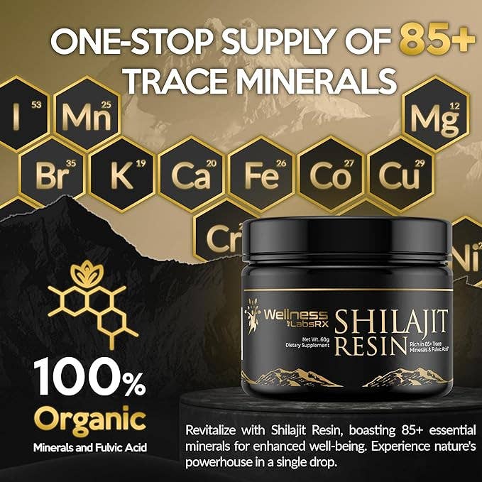 Pure Himalayan Organic Shilajit Resin 500mg Per Serving - 80% Fulvic Acid – 2 oz