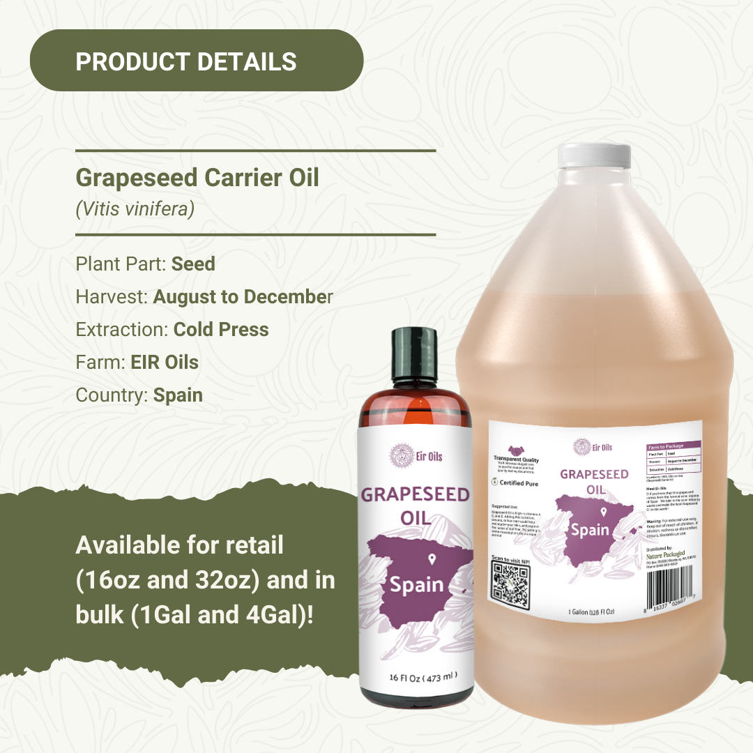 Grapeseed Carrier Oil - 100% Pure - Farm-Direct Sourcing: 16 oz