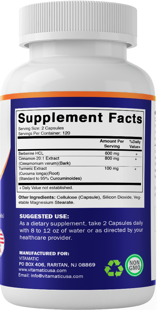 Vitamatic Berberine + Ceylon Cinnamon | 240ct