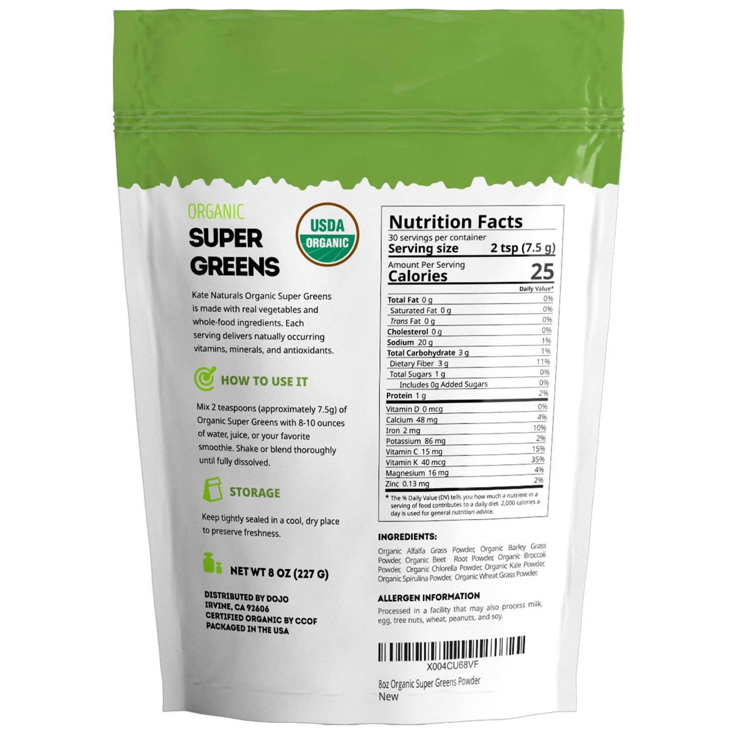 Organic Super Greens Powder 8oz