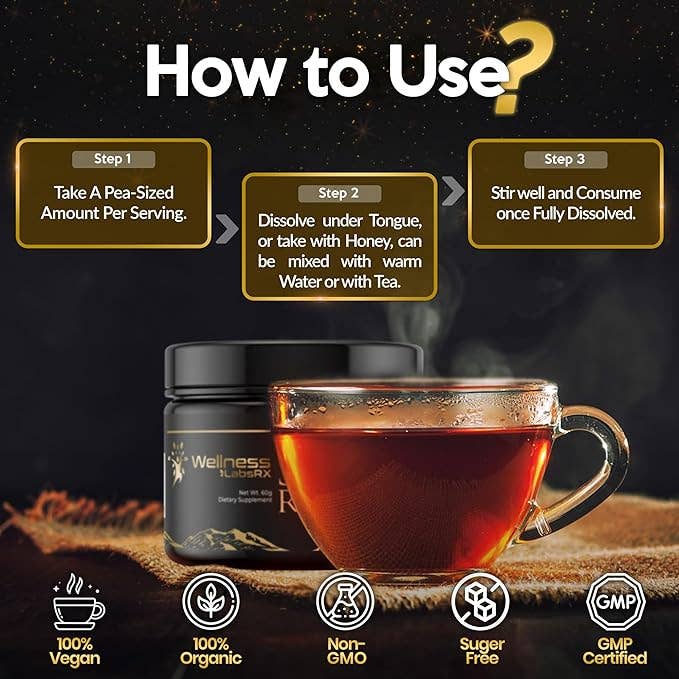 Pure Himalayan Organic Shilajit Resin 500mg Per Serving - 80% Fulvic Acid – 2 oz