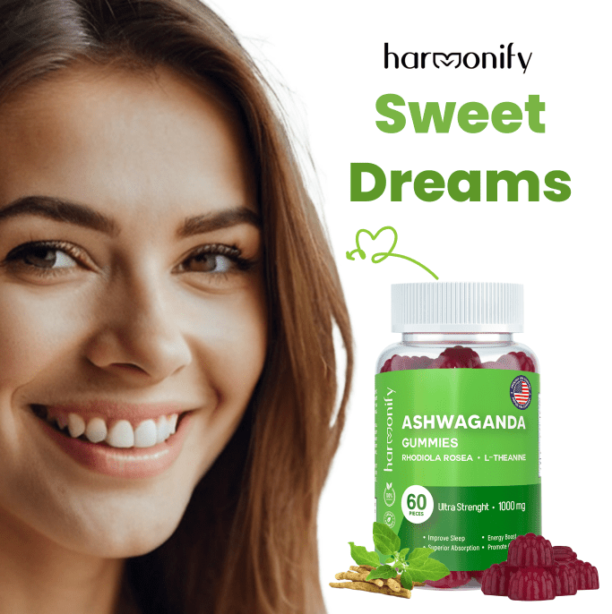 HARMONIFY Ashwagandha & KSM-66 Gummies with Mixed Rosea and L Theanine, 1000 mg