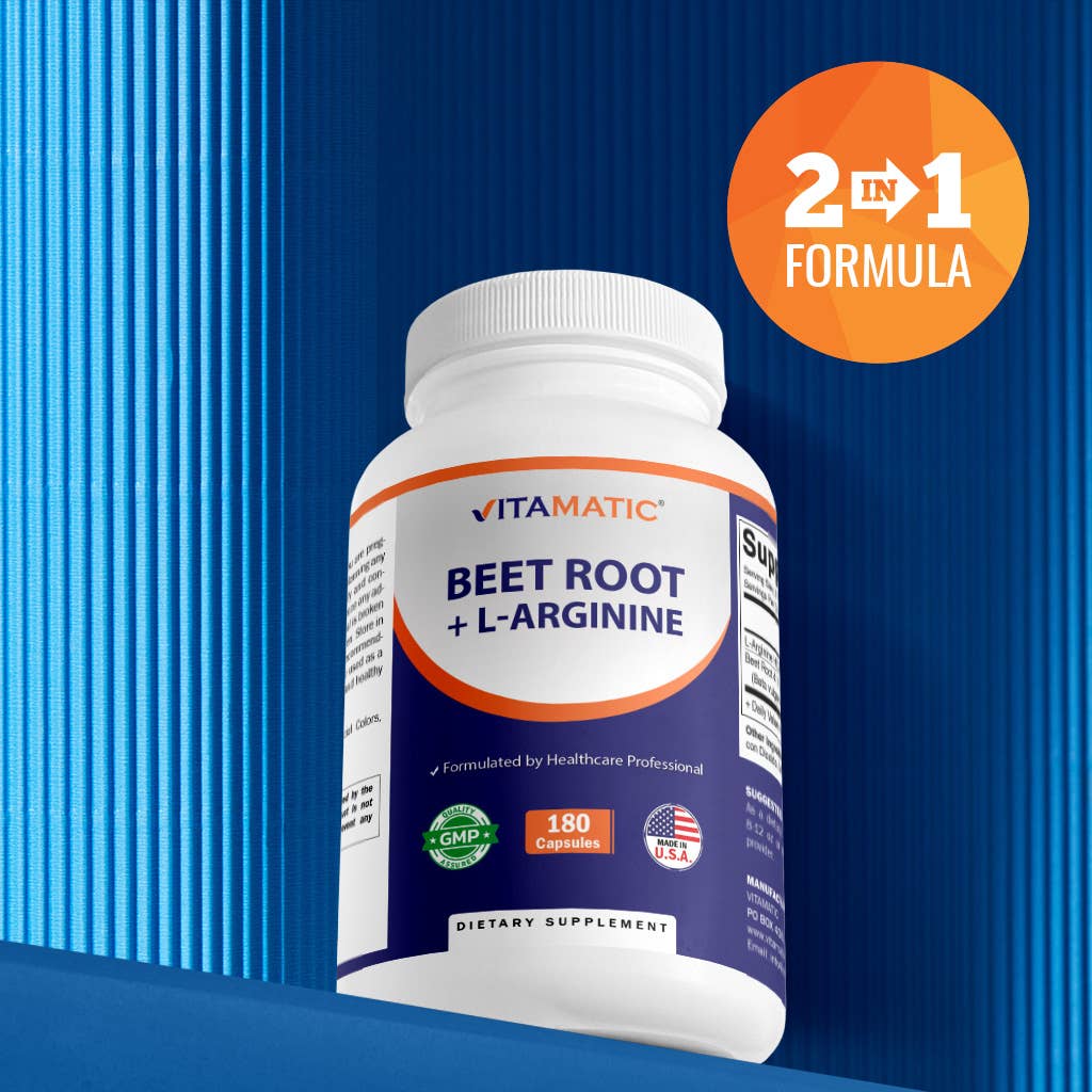 Vitamatic Beet Root + L-Arginine Capsules – 180 Veg Capsules