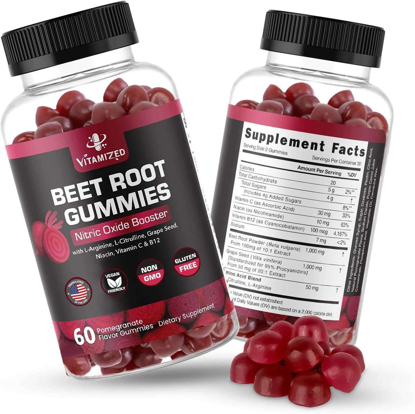 Potent Beetroot Gummies 1000mg - Nitric Oxide Supplement