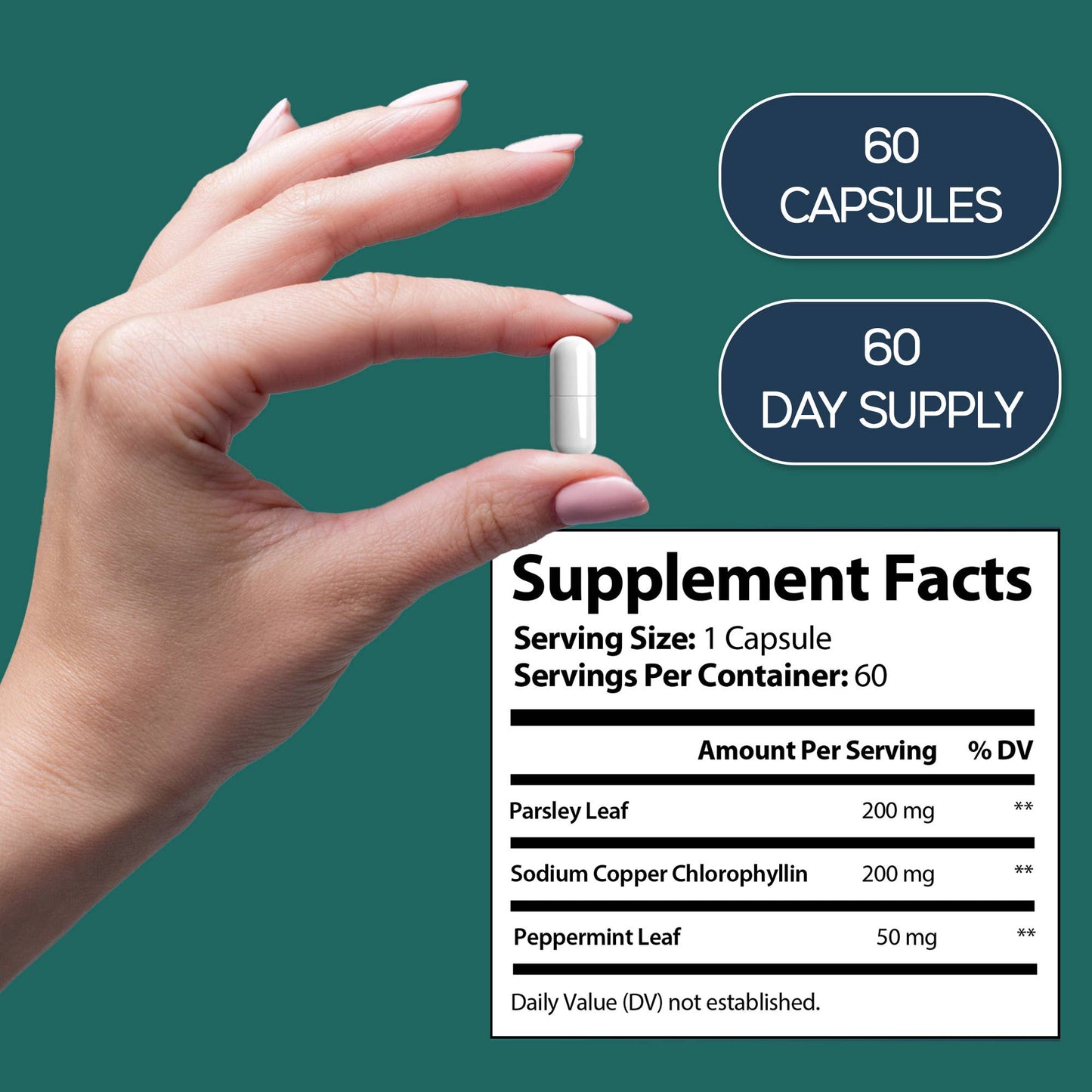HARMONIFY Chlorophyll Capsules 450mg with Vitamin C 120 Caps