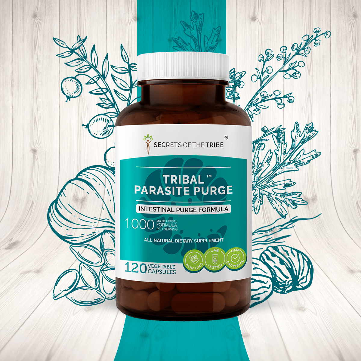 Tribal Parasite Purge Capsules. Intestinal Purge Formula: 60 Capsules